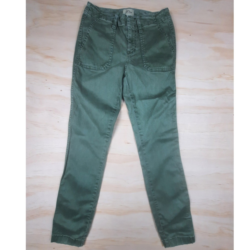 J. Crew‎ Womens Utility Chino Pants Olive Green Slim Fit Patch Pocket Size 24